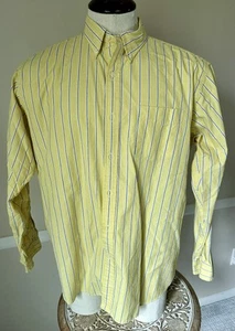 Ralph Lauren Polo Yellow Blue White Striped Vintage Button Down Shirt Large Mens - Picture 1 of 3