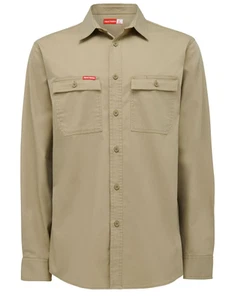 Mens Hard Yakka Heritage Workers Long Sleeve Shirt Workwear Khaki Y04425 - Picture 1 of 7
