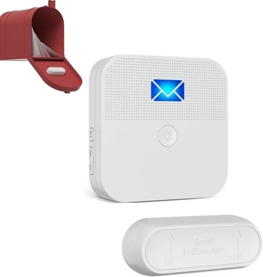 BISTEE Mail Alarm Mailbox Alert for Delivered Wireless Chime White