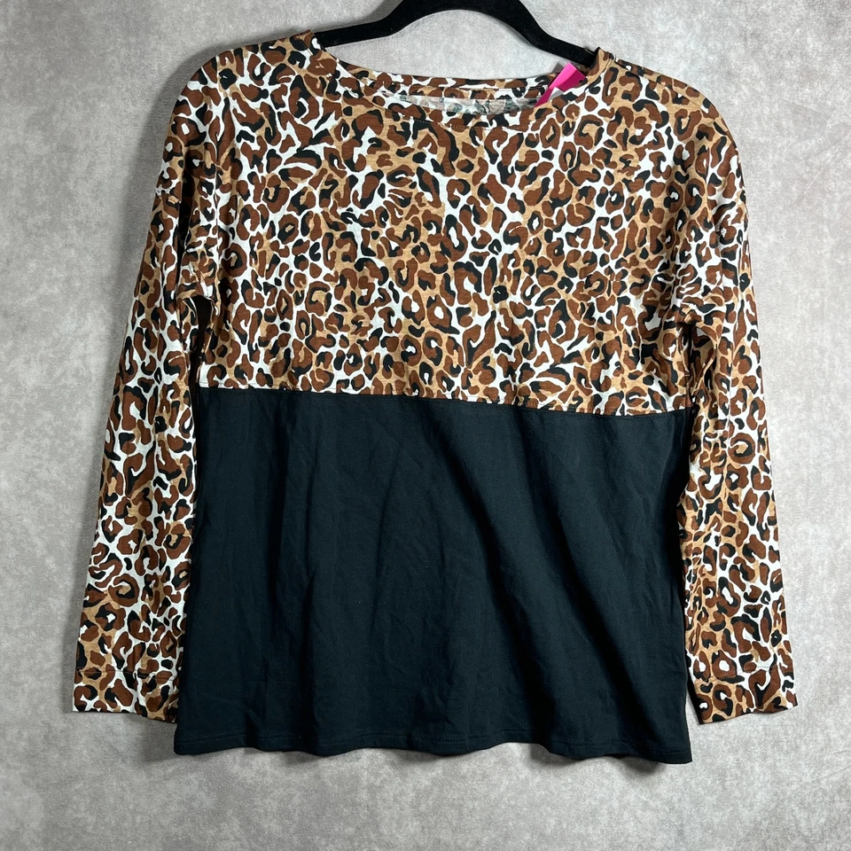 Lilly Pulitzer Mini Finn Top Niñas XL Marrón Negro Estampado Leopardo Manga Larga NUEVO Foto 1 de 4