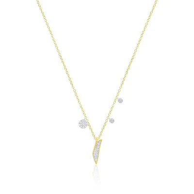 Meira T 14k Two Tone Yellow Gold Diamond Map of Israel Charm Necklace - Image 1 of 4
