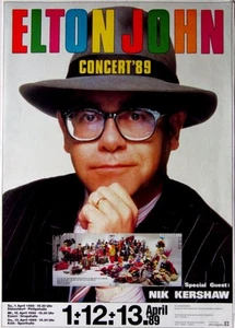JOHN, ELTON - 1989 - Nick Kershaw - In Concert Tour - Poster - Düsseldorf - Picture 1 of 1