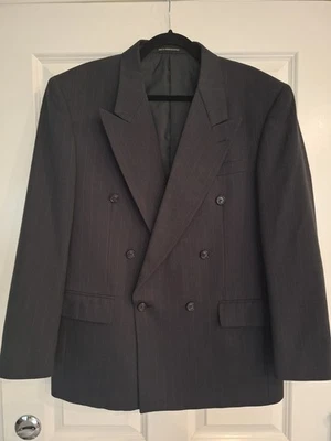 Blazer duplo listrado carvão Pierre Balmain Paris tamanho 42R - Imagem 1 de 4