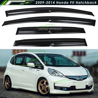 For 2009-2014 Honda Fit GE8 3D Wavy JDM Mugen Style Window Visors Rain Guards - Image 1 of 4