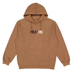 WEAR THE PEACE Human Embroidered Hoodie Women's Size XXL Brown - Picture 1 of 3
