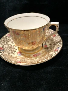COLCLOUGH China Gold Yellow with Pink and Blue Flowers EUC - Picture 1 of 10