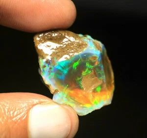 Ethiopian Opal Rough, 44 CT Smooth Opal Gemstone, Opal Multi Fire Jelly Oil Raw - Picture 1 of 11