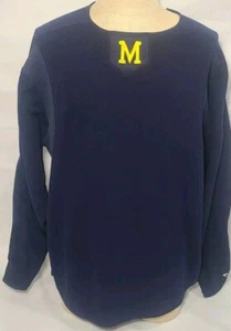 Majestic Michigan Wolverines Blue Long Sleeve Pullover Fleece Size Large Used  - Picture 1 of 11