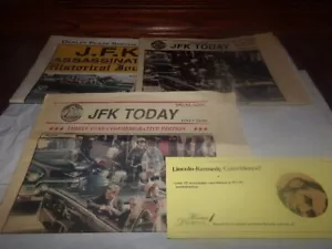 Lot 4 Vintage JFK Today Verschwörung Zeitung & Lincoln Kennedy Zufallspapier - Bild 1 von 18