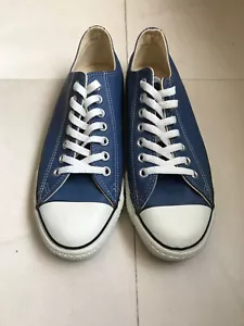 Vintage 90’s USA Converse All Star Low OX Navy Leather US 8.5 Chuck Taylor VTG - Picture 1 of 10