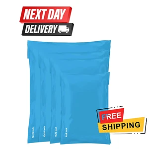 60 Mixed Mailing Postage Parcel Poly Plastic Bags Blue in 4 Sizes Bags - Picture 1 of 2