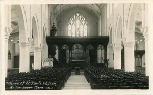 REAL PHOTOGRAPHIC POSTCARD ST PAULS CHURCH INTERIOR, WESTON-SUPER-MARE, SOMERSET - Picture 1 of 2