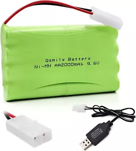 Batteria AA 9.6V 2000mAh con connettore Tamiya e cavo di ricarica USB per aut... - Imagen 1 de 2