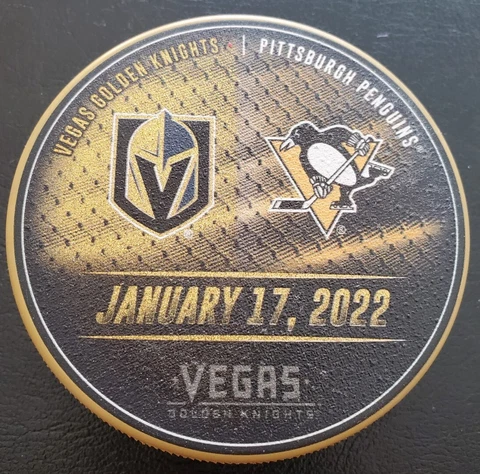 2022 VEGAS GOLDEN KNIGHTS VS PITTSBURGH PENGUINS T MOBILE ARENA EXCLUSIVE PUCK Cover
