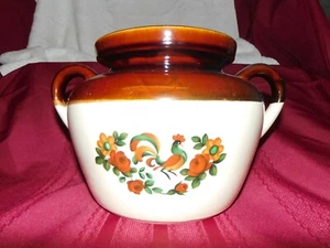 McCoy Rooster Flowers 2 Toned Bean Pot 342 3 - Picture 1 of 9