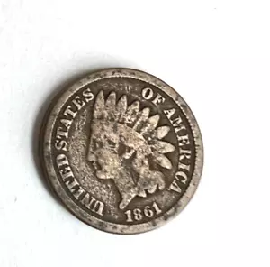 1861 US Indian Head 1c Penny One Cent Coin - Picture 1 of 2