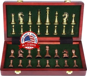 Tablero de ajedrez de madera juegos de mesa para adultos ninos familia 13.3" NUEVO - Imagen 1 de 8