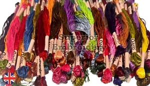 Large Skeins 100 Colours Hand Embroidery Thread skeins Floss Silk Rayon Stranded - Picture 1 of 9