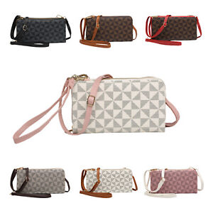 Women Crossbody Wallet Leather Small Crossbody Purse with 2 Detachable Strap