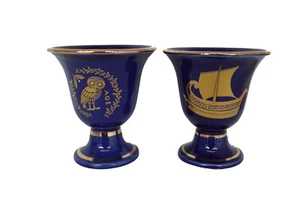 Pythagoras cup Pythagoras Trireme Owl two quality blue cups - Picture 1 of 3