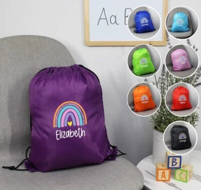 BACK TO SCHOOL Personalisierter Regenbogen Kordelzugbeutel Kinder PE-Beutel Mädchen Sporttag Badetasche