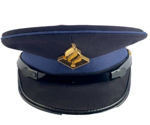 Vintage Netherlands Dutch National Police Military Service Peak Cap Navy Blue - Picture 1 of 6