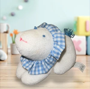 Peluche Lovey Baby Difícil de Encontrar Vintage Eden Terrycloth Guinga León Azul Blanco Sonajero - Imagen 1 de 6