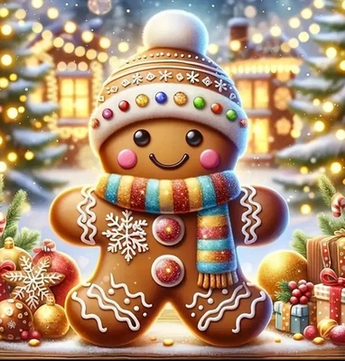 Gingerbread Man 5D Diamond Painting Kit DIY Home Decor Gift Crafting 20x20cm