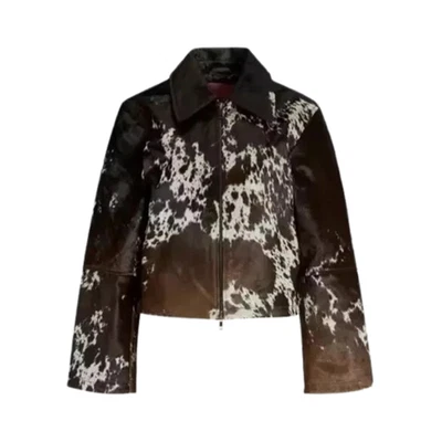 Chaqueta de cuero de vaca genuino para hombre | Abrigo de moda de piel de vaca natural con pelo Foto 1 de 4