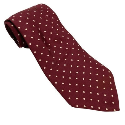Corbata Claybrooke 100% Seda Borgoña Rojo Blanco Lunares Oficina Academia Preparación Regalo Foto 1 de 4