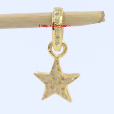 Natural Pave Diamond star shape pendant Gold Plated handmade charms necklace - Image 1 of 4