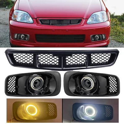 Faros antiniebla LED de doble color para parrilla delantera y Honda Civic JDM 1999-2000 Foto 1 de 4