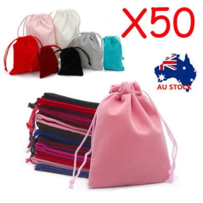 50X Small Velvet Cloth Drawstring Bags Gift Bag Jewelry Ring Pouch Earring Favor - image 1 of 4