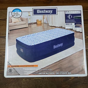 Bestway Tritech Air Mattress Twin 20" with Built-in AC Pump, Navy - Picture 1 of 5