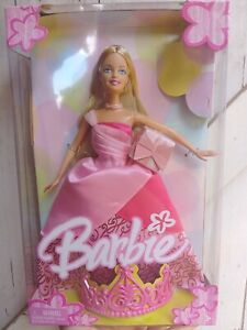 2004 Happy Birthday Barbie Pink Dress and Tiara Doll Toy - Brand New