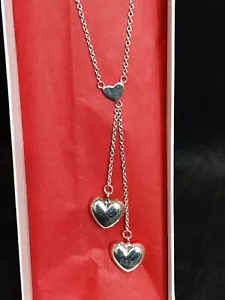 Collana Doppia Goccia Cuore Sterling 925 - Foto 1 di 5