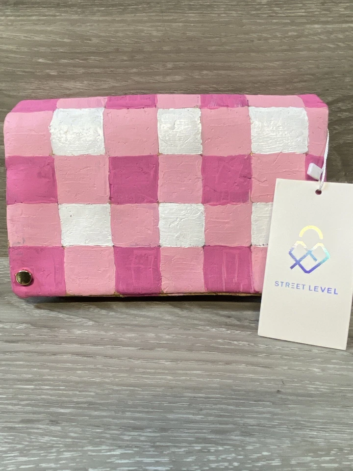 Bolso Cartera Bolsillo Corcho Cuadros Rosa Y Blanco Por Street Level Nuevo con Etiquetas Foto 1 de 4