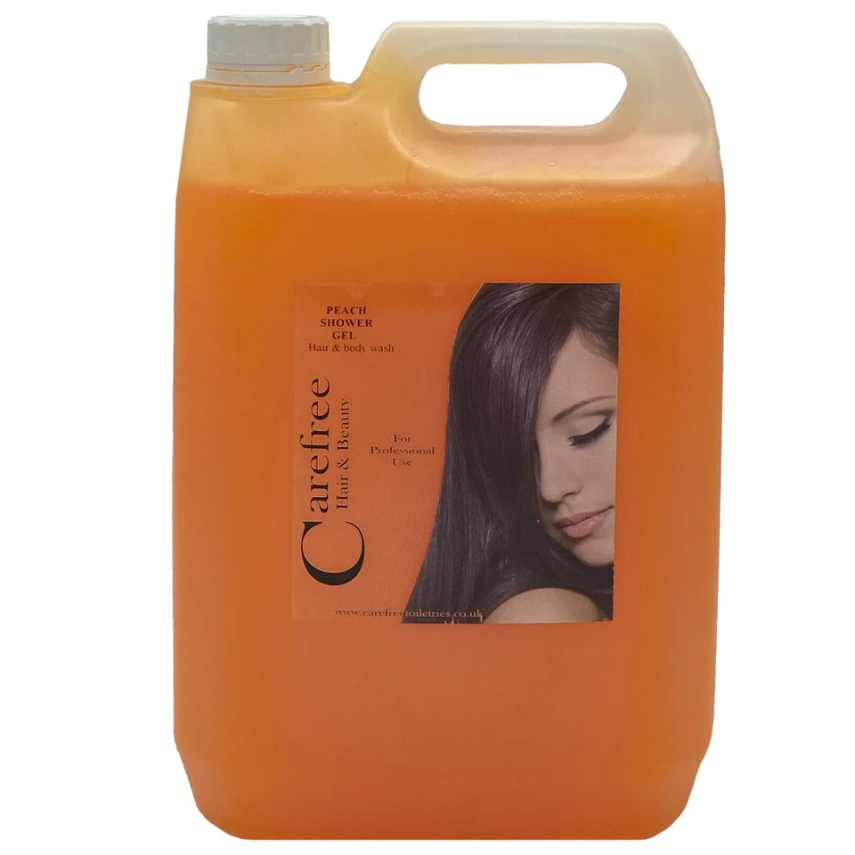CAREFREE Shower gel 5L sweet peach fragrance hair & body wash FREE pump UK made.