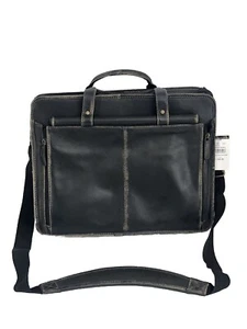 Vintage Wilson Leather Black Rivet Executive Dark Brown Leather Laptop Bag FLAW - Picture 1 of 10
