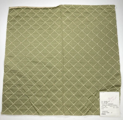 Decorative Fabrics Upholstery Sample 16" Square Visco Silk Cotton Poly Green - Image 1 of 4