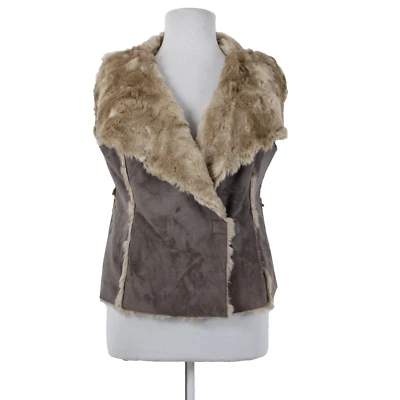 INC NUEVO $200 Talla 2X Marrón Tostado Bolsillos Cuello Imitación Piel Gamuza Chaleco Foto 1 de 4