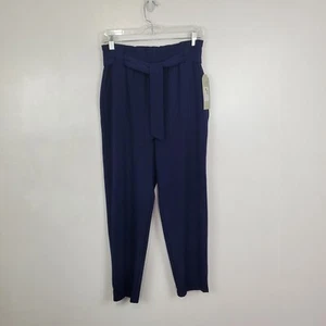 Nine Eight New York Women's Navy Belted Pull-On Paper Bag Pants NEW NWT Size S - Picture 1 of 13
