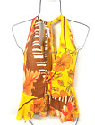 Free People Hot Tropics Tank Top in Mango Combo L Yellow Floral Print Blouse NWT