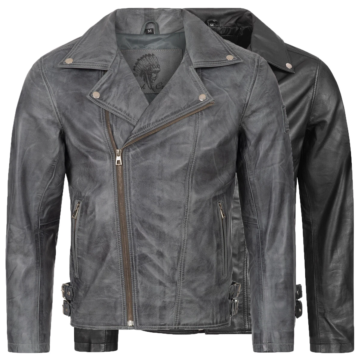 Skintan Limo Herren Motorradjacke Aus Leder 3XL/48 (122 Cm) – Gepanzert Mit CE-Protektoren, Schwarz