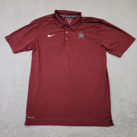 Montana Grizzlies Polo Shirt Men's Medium Dark Maroon Red Nike DRI-Fit Cover