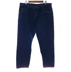 Wrangler Relaxed Fit Straight Leg Solid Blue U Shape Cotton Jeans Mens 40X32 - Picture 1 of 8