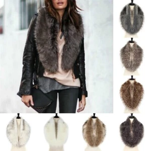 Damen Frauen Kunstfell Kragen Schal Vintage Elegant Winter Warm Halstuch Stola Schals - Bild 1 von 13