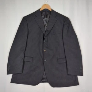 Austin Reed Blazer Mens 46R Striped Black Worsted Wool Dress Sports Coat - Picture 1 of 13