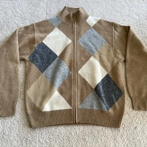 Viyella 100% Lambs Wool Sweater Mens Medium Long Sleeve Full Front Zip - Picture 1 of 12