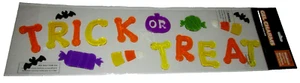 Halloween Gel Window Stick -Ons ~ TRICK OR TREAT w/ HALLOWEEN CANDY & BATS - Picture 1 of 1